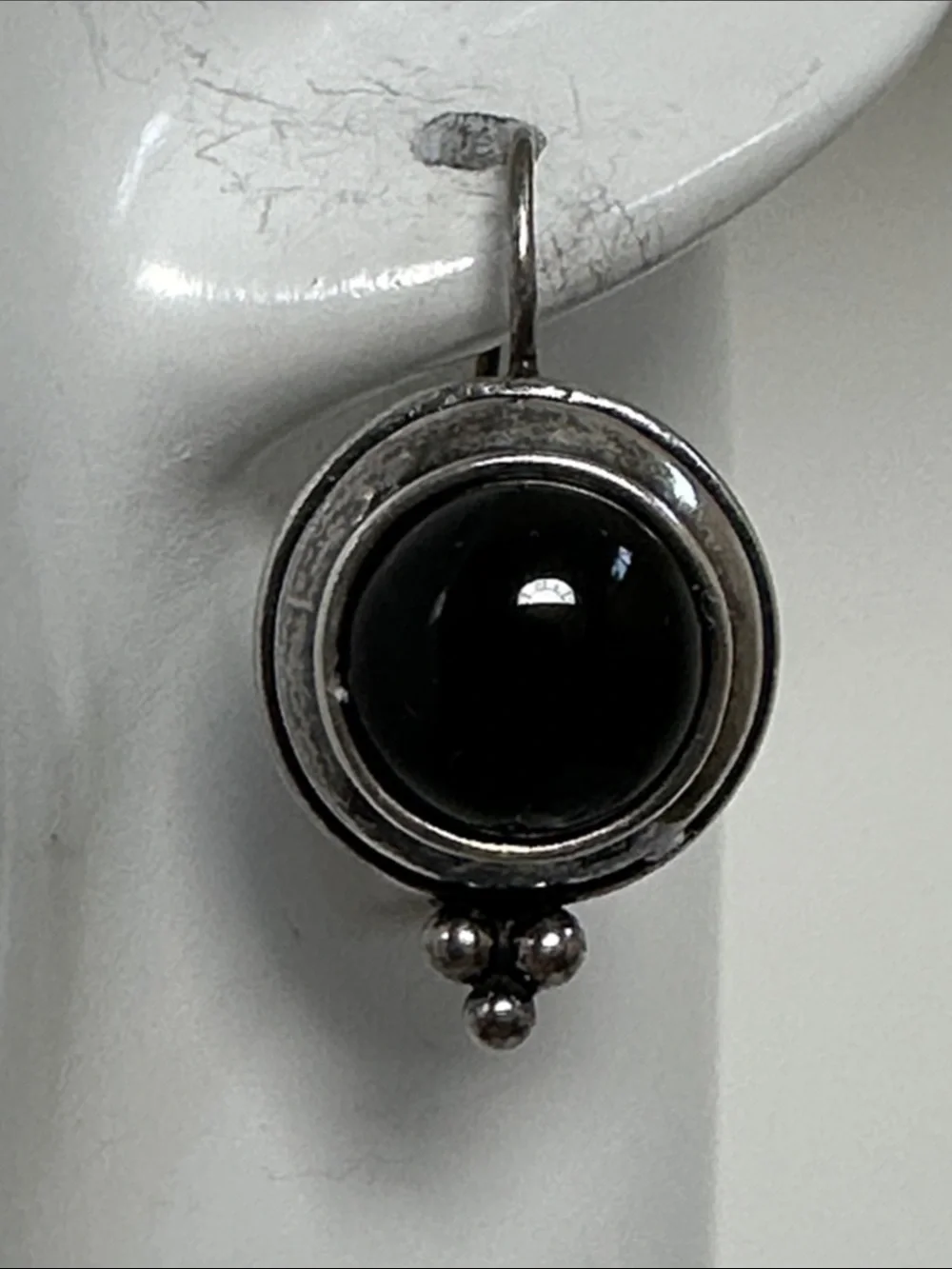 MILOR 925 Sterling Silver Black Onyx Round Drop Earrings